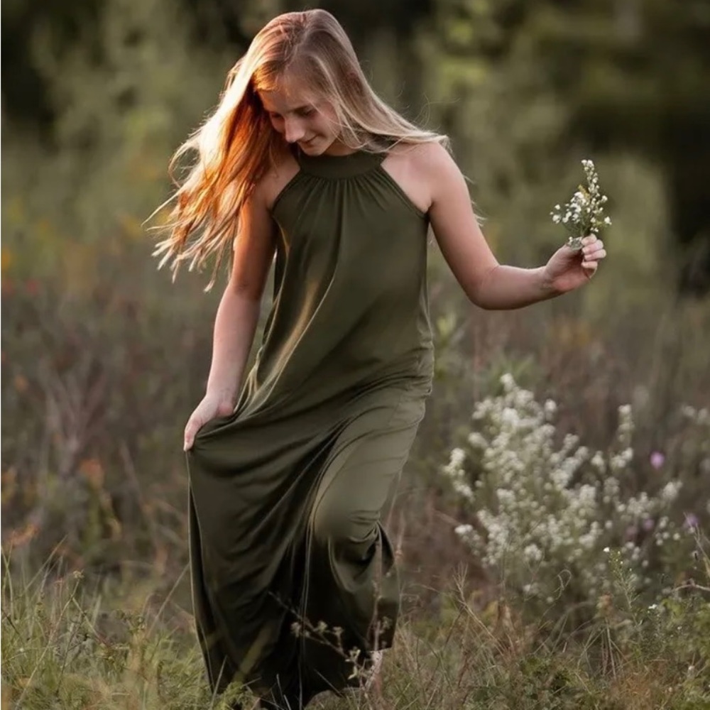 Omi Jo Olive Green Maxi Dress - 3T